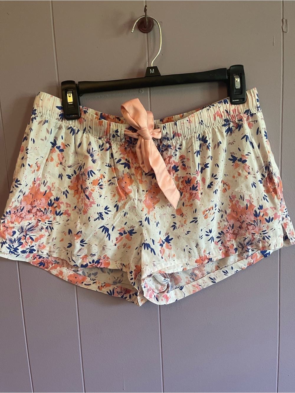 Old Navy Floral Tie-Waist Lounge Shorts - Cream with Pink & Blue